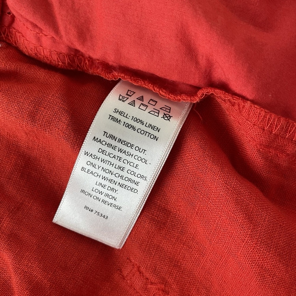 C and C California Womens 100% Linen Shorts XL Red Drawstring Casual - Picture 7 of 7